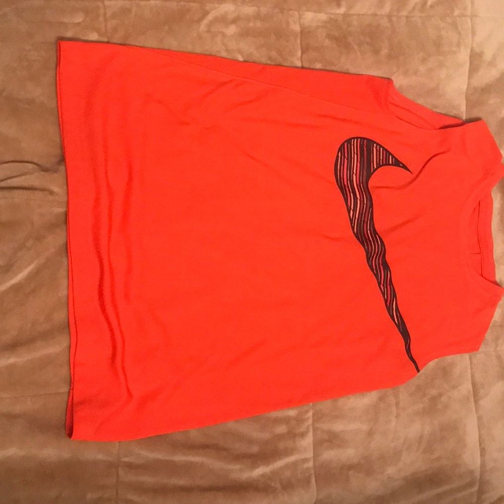 Bright orange dri-fit Nike sleeveless t-shirt
